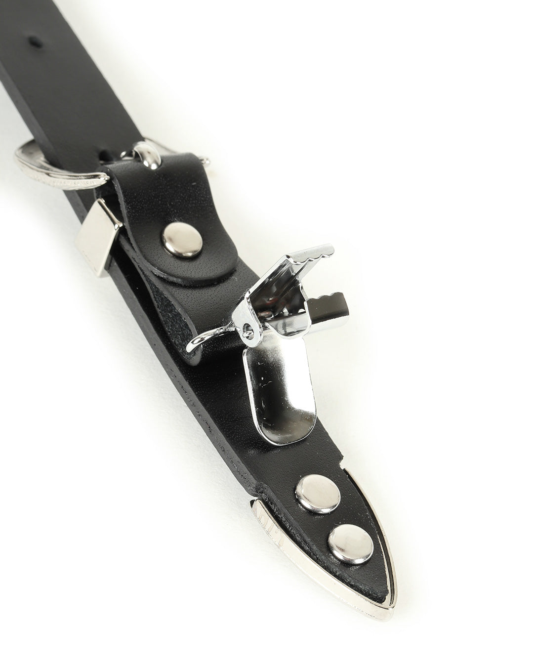 Metal Leather Suspenders black