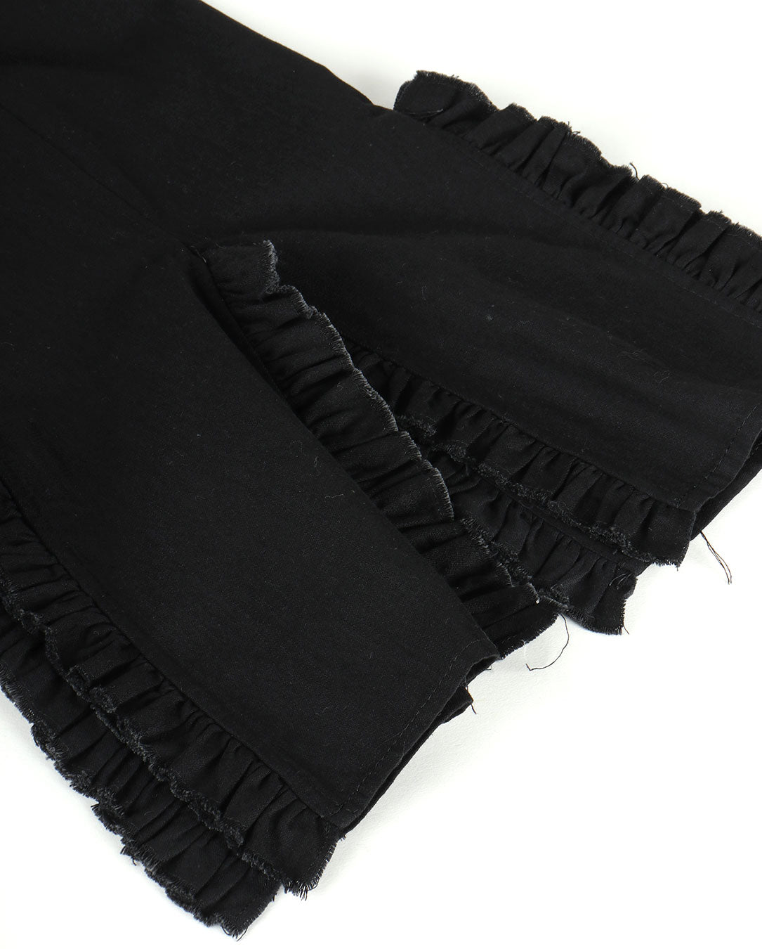 Chambray Frill Pants black