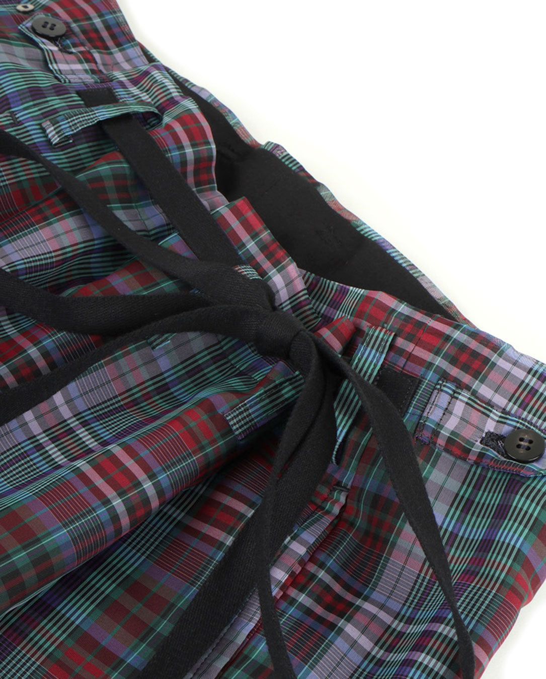 Semi-Sheer Yarn-Dyed Check Tuck Pants check