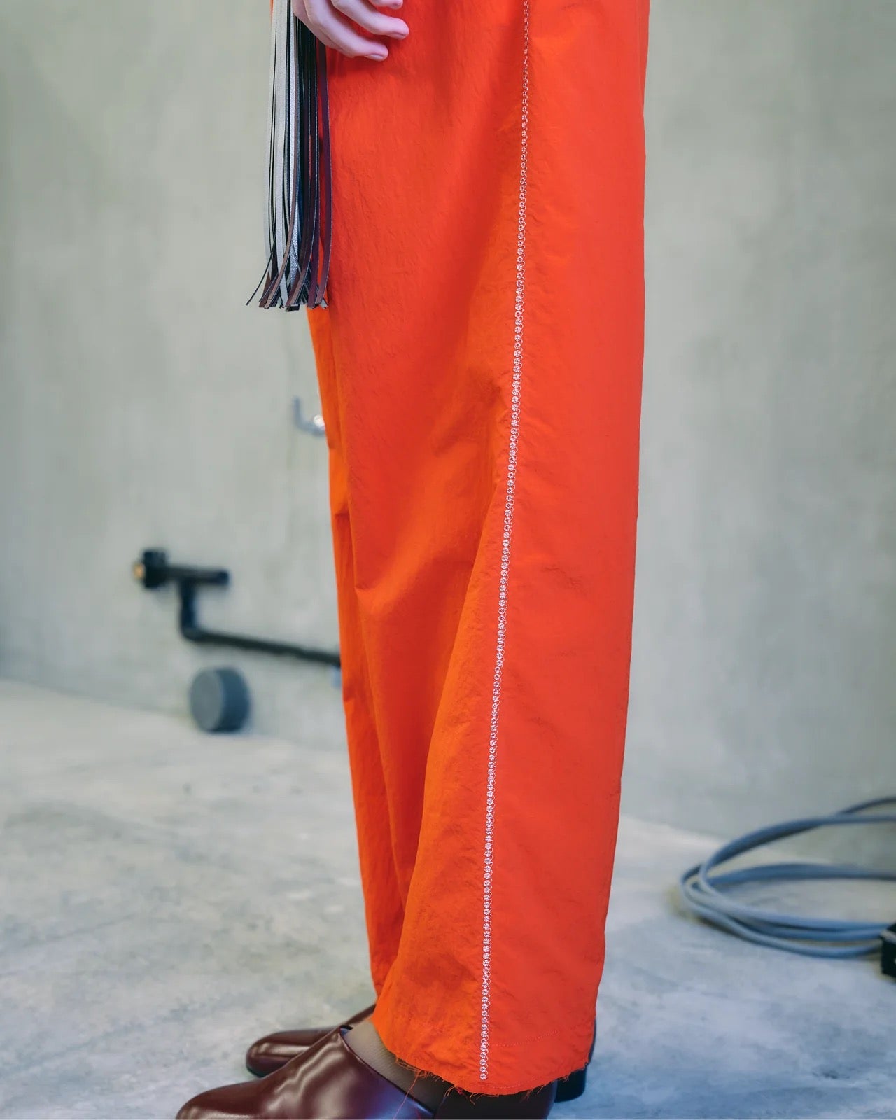 Hand Dyed Nylon Kimkoma Embroidery Pants kid orange