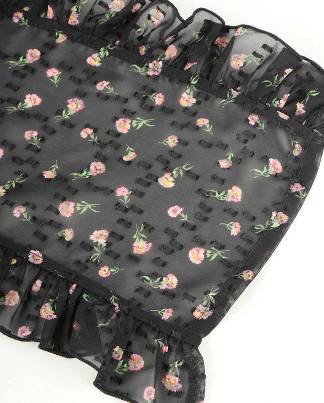 Flower Jacquard Frill Pants black