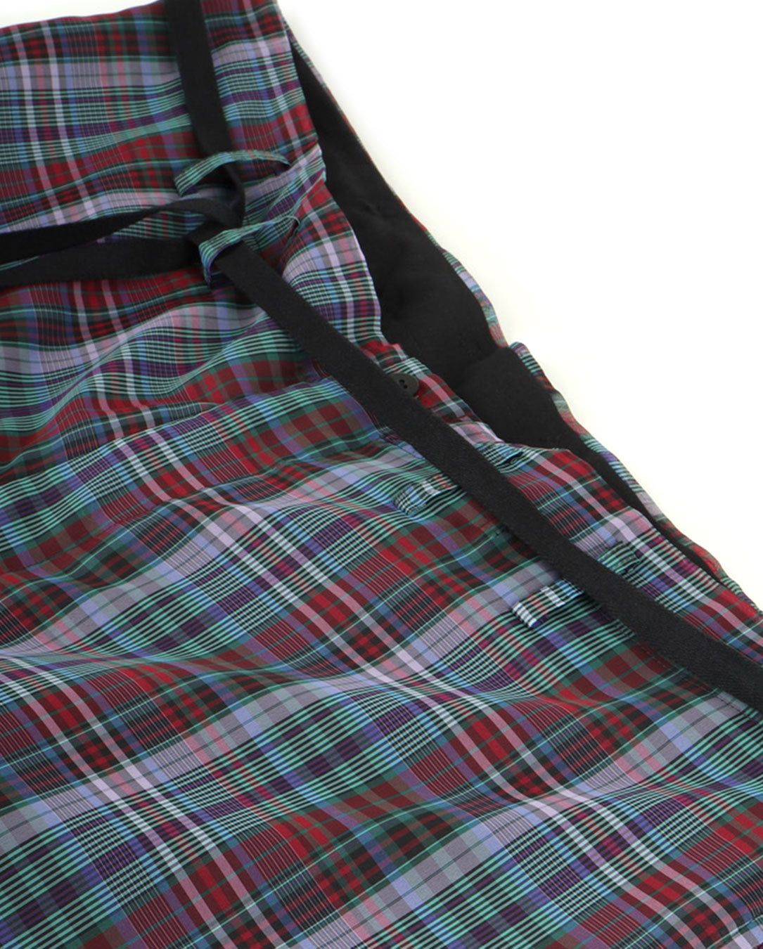 Semi-Sheer Yarn-Dyed Check Tuck Pants check