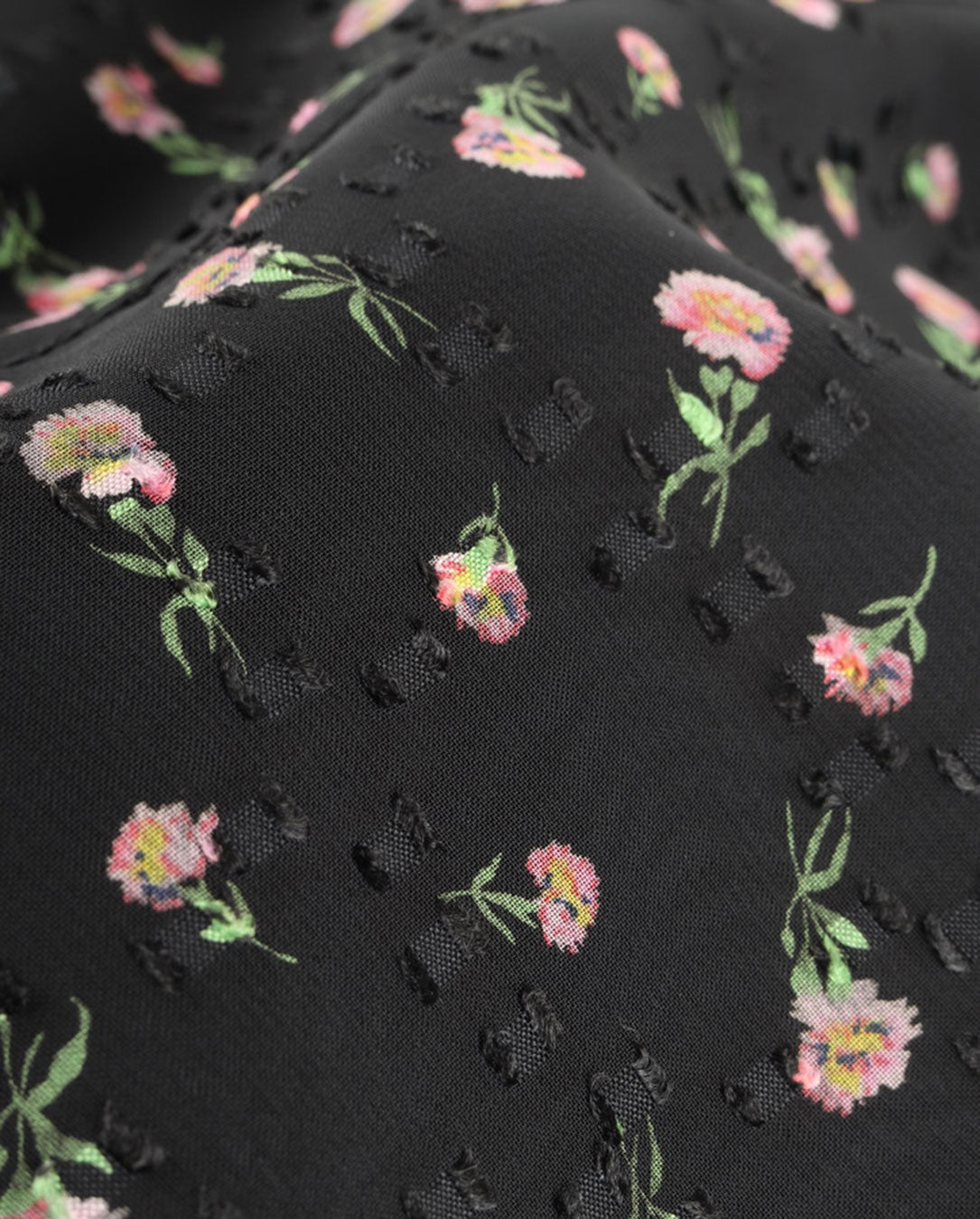 Flower Jacquard Frill Pants black