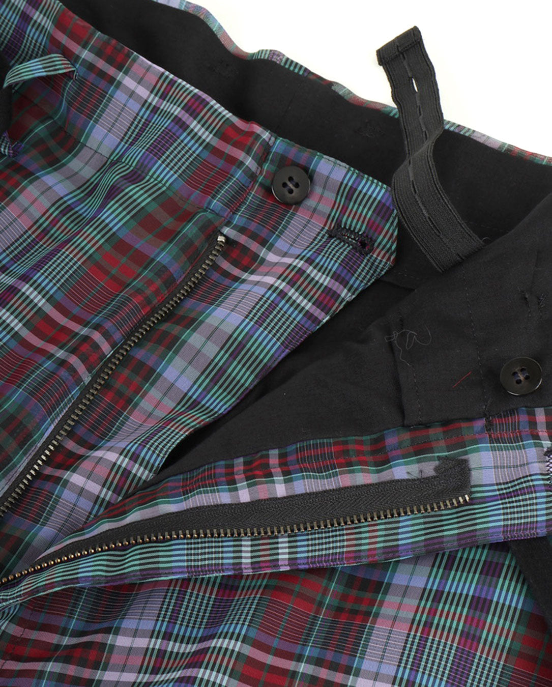 Semi-Sheer Yarn-Dyed Check Tuck Pants check