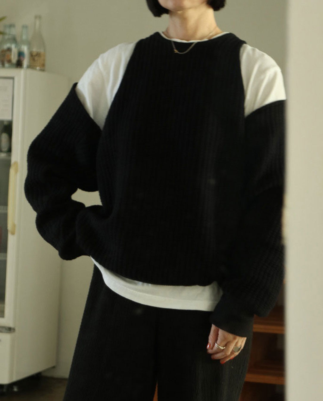 Off Shoulder Sweat black