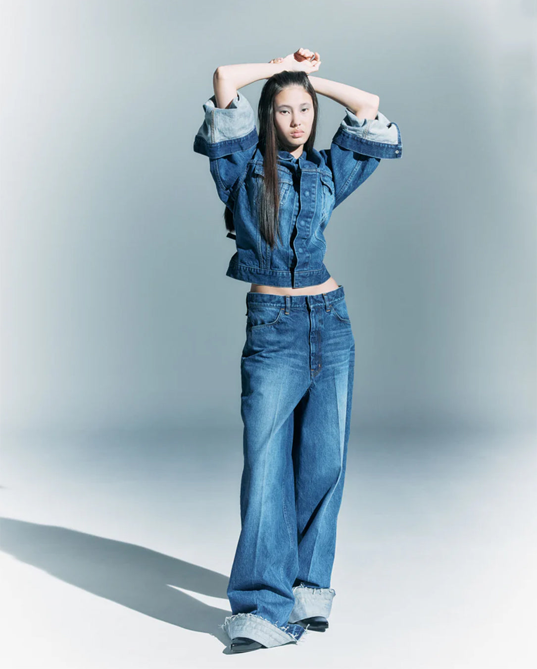 Wide Denim Pants blue