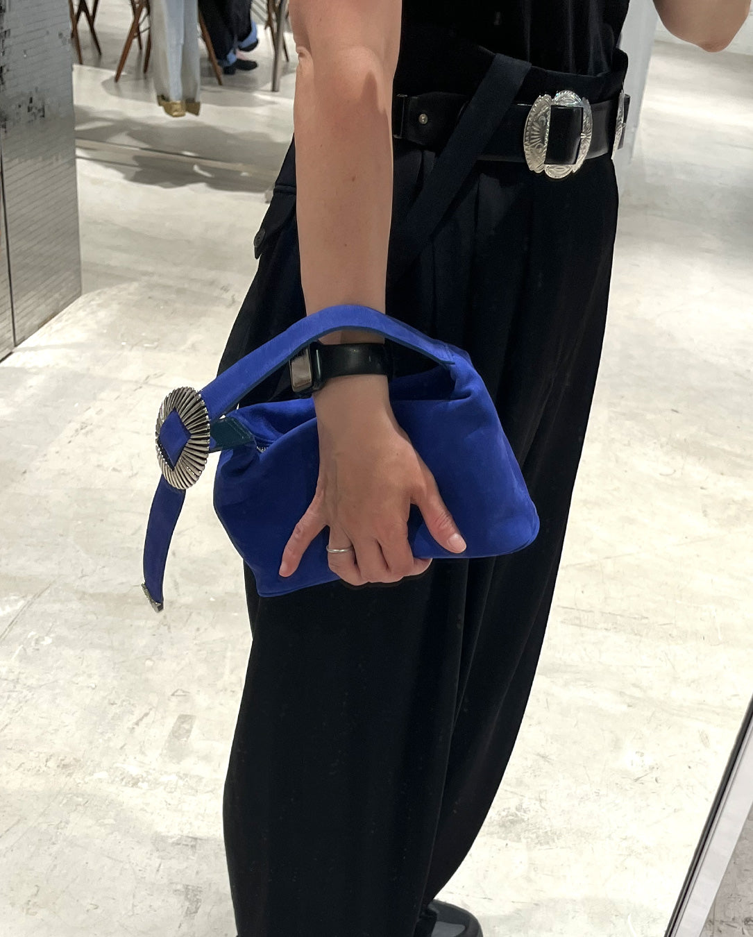 Leather Mini Bag blue