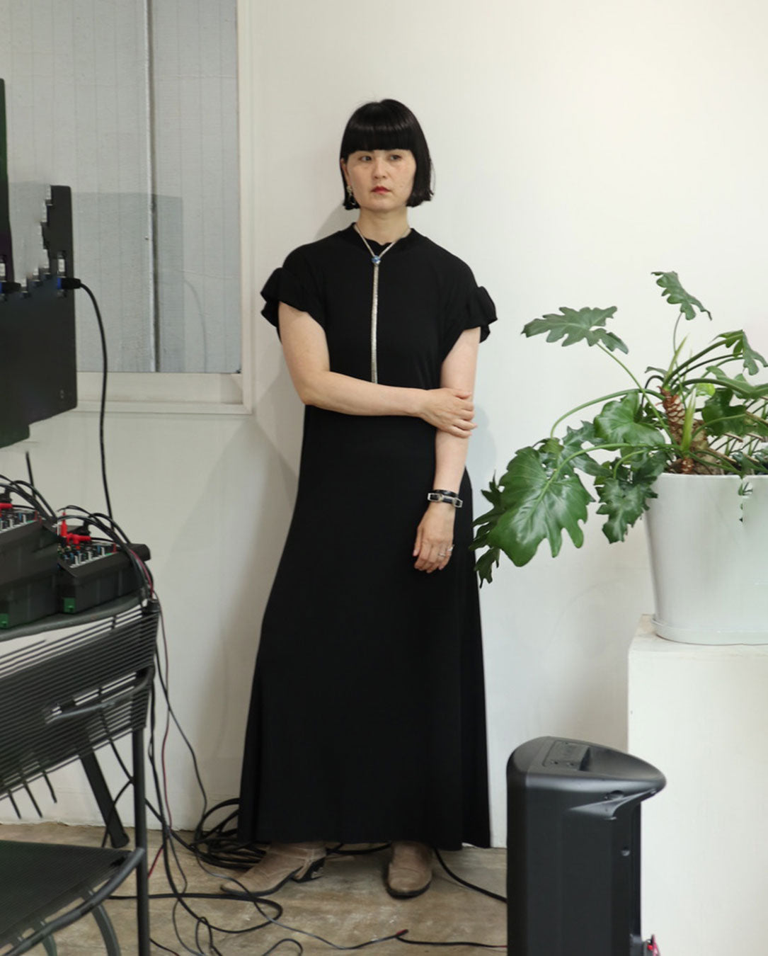 High Twist Smooth Jersey Dress black