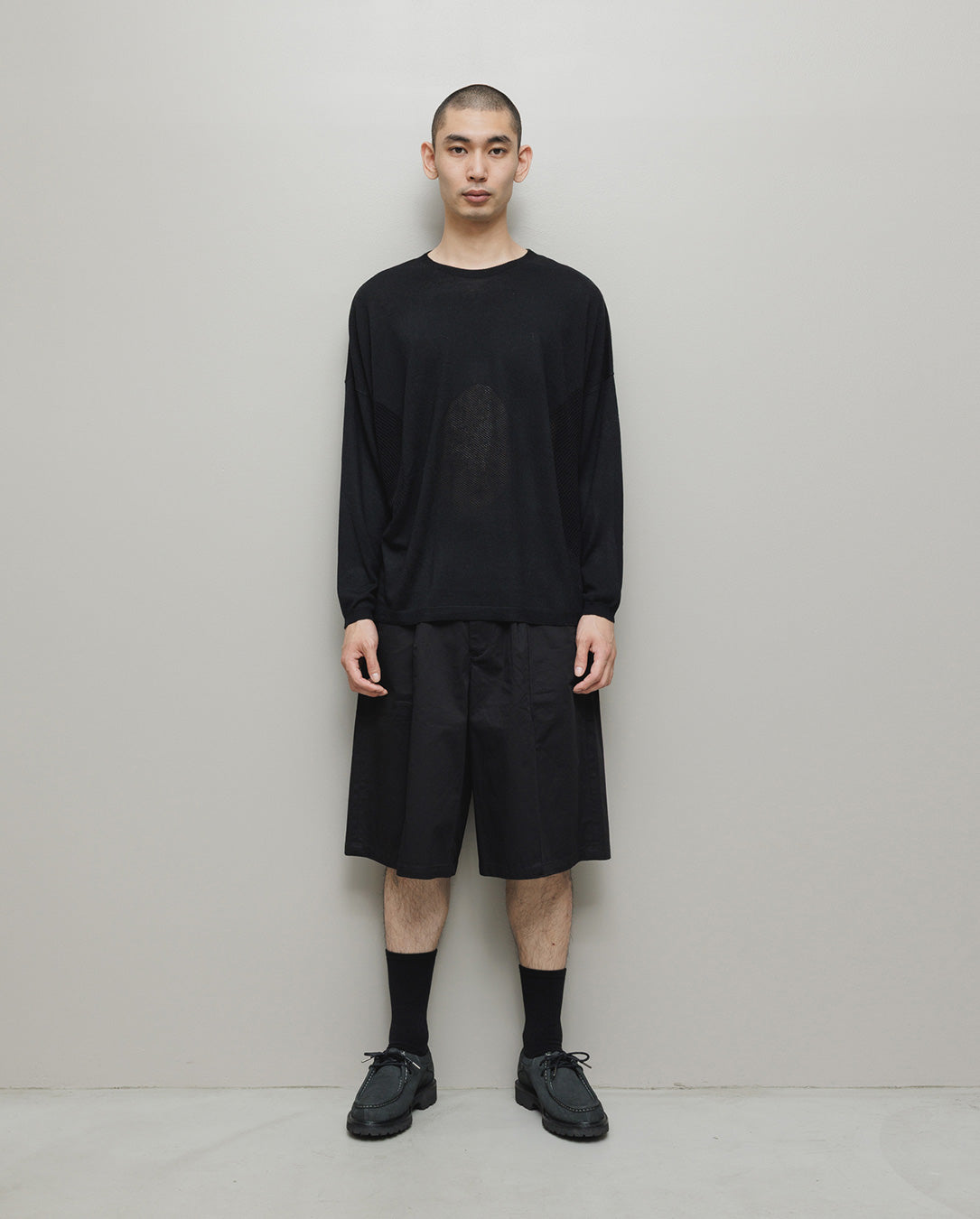 Ventilation Mesh Crew Sweater black