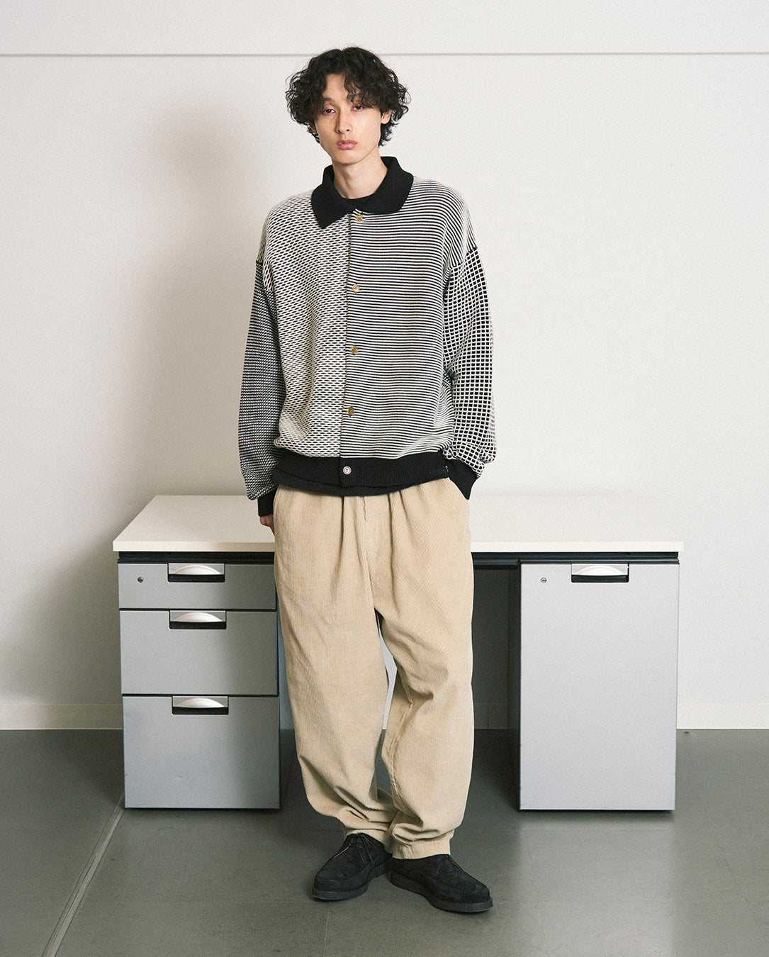 Multi Knit Shirt Jacket black – LOVE nagoya