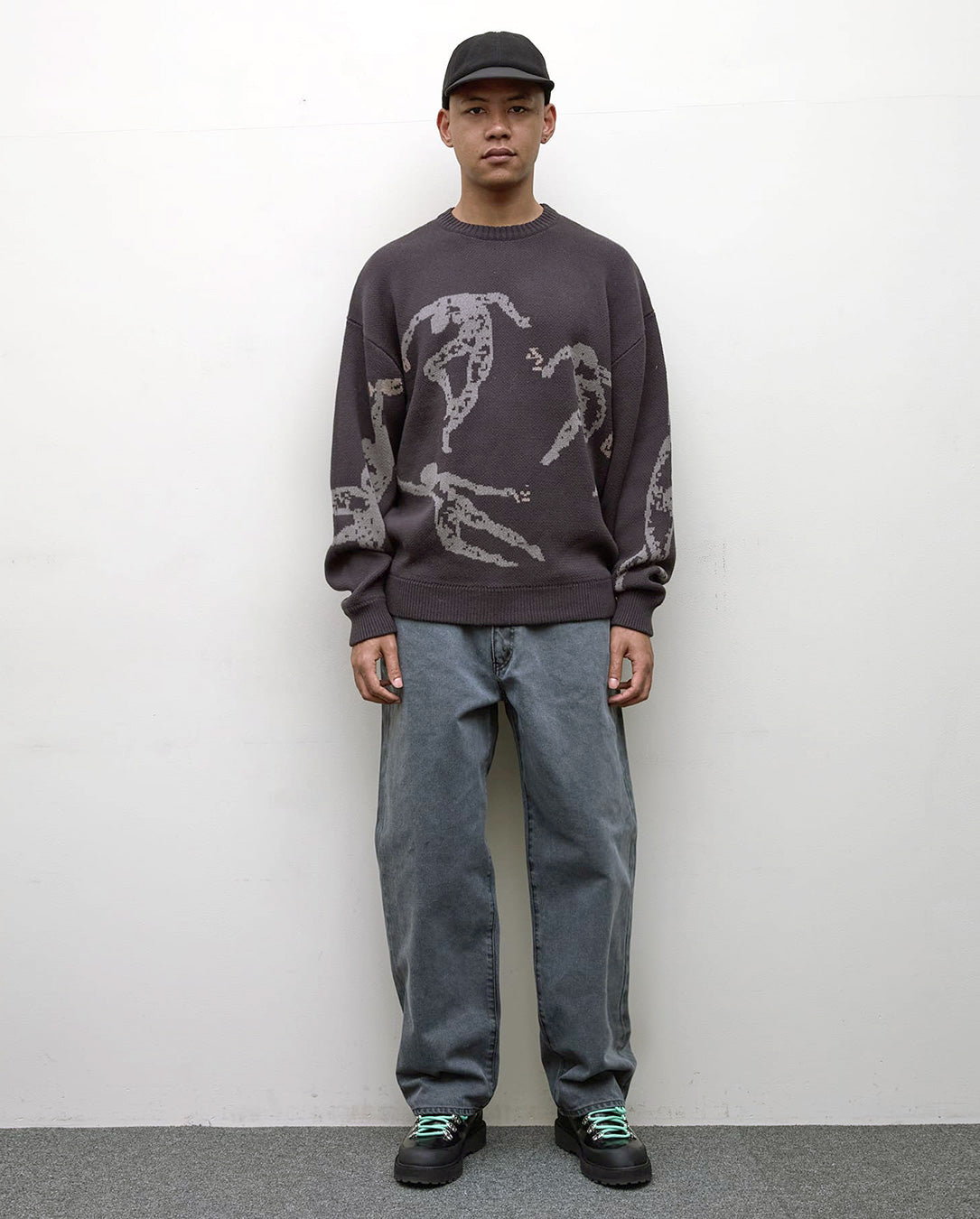 Jacquard Cotton Crewneck Sweater