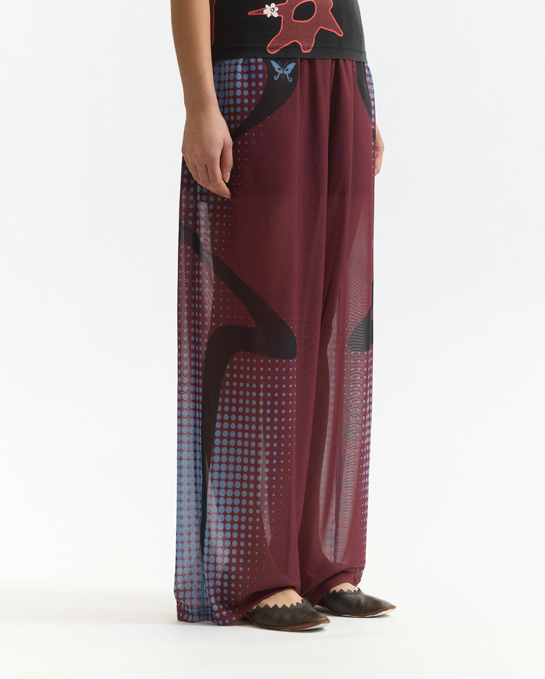 Stipple Mesh Pants bric red