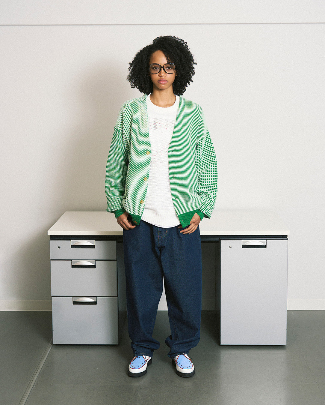 Multi Knit Cardigan black