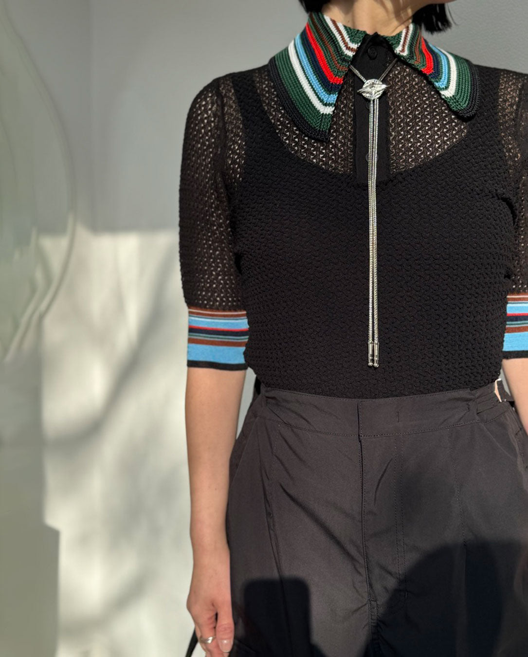 Metal Concho Loop Tie silver