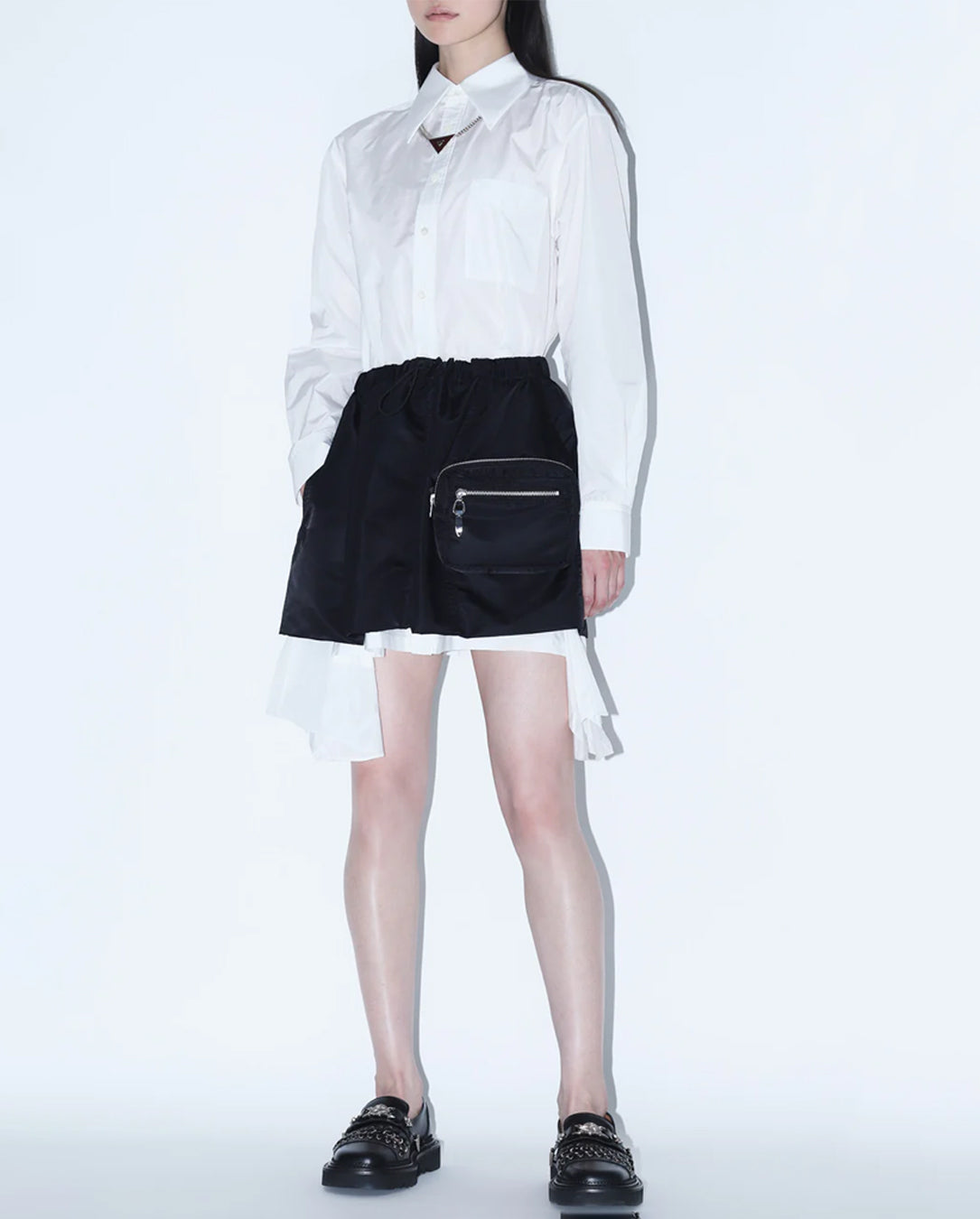 Nylon Twill Skirt black
