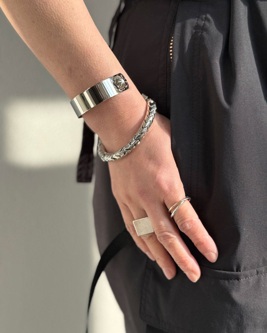 Metal Bangle Set silver