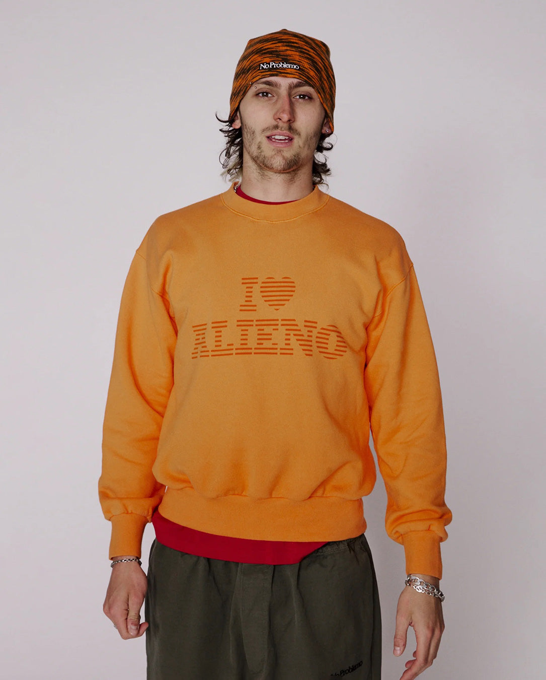 No Problemo Glitch Skull Hat orange