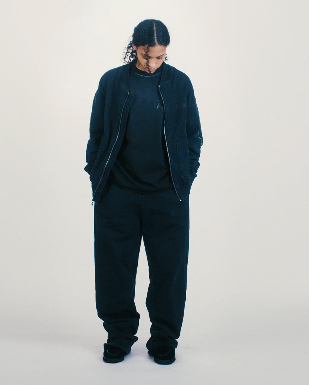 Premium Faded Temple Straight Sweatpant black