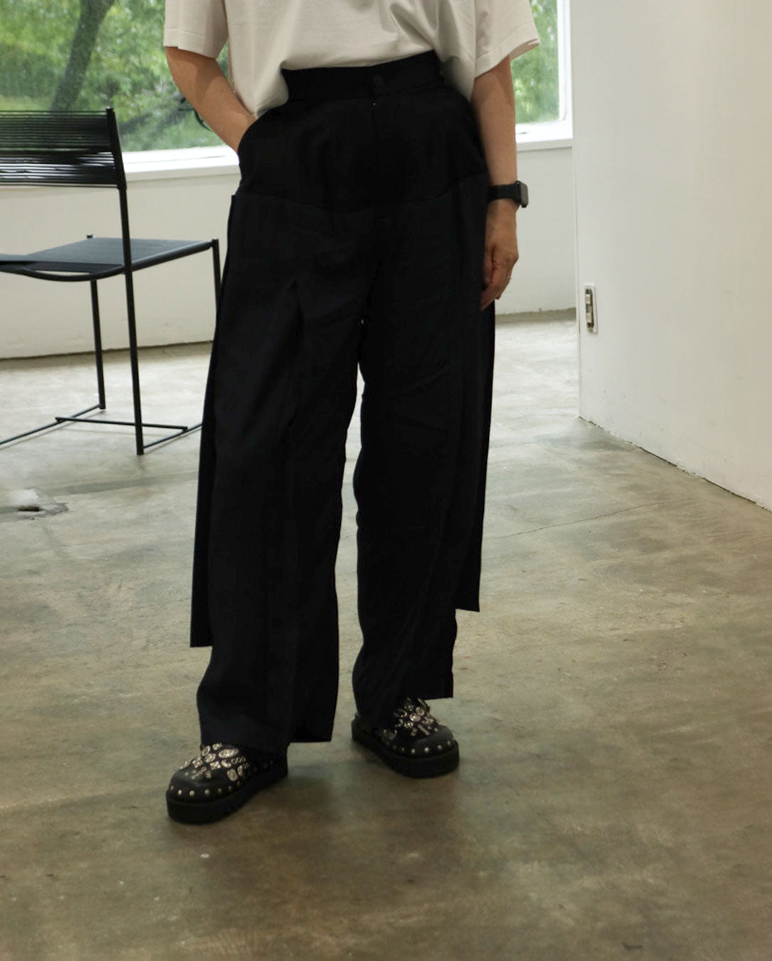 Rayon Silk Twill Trousers navy