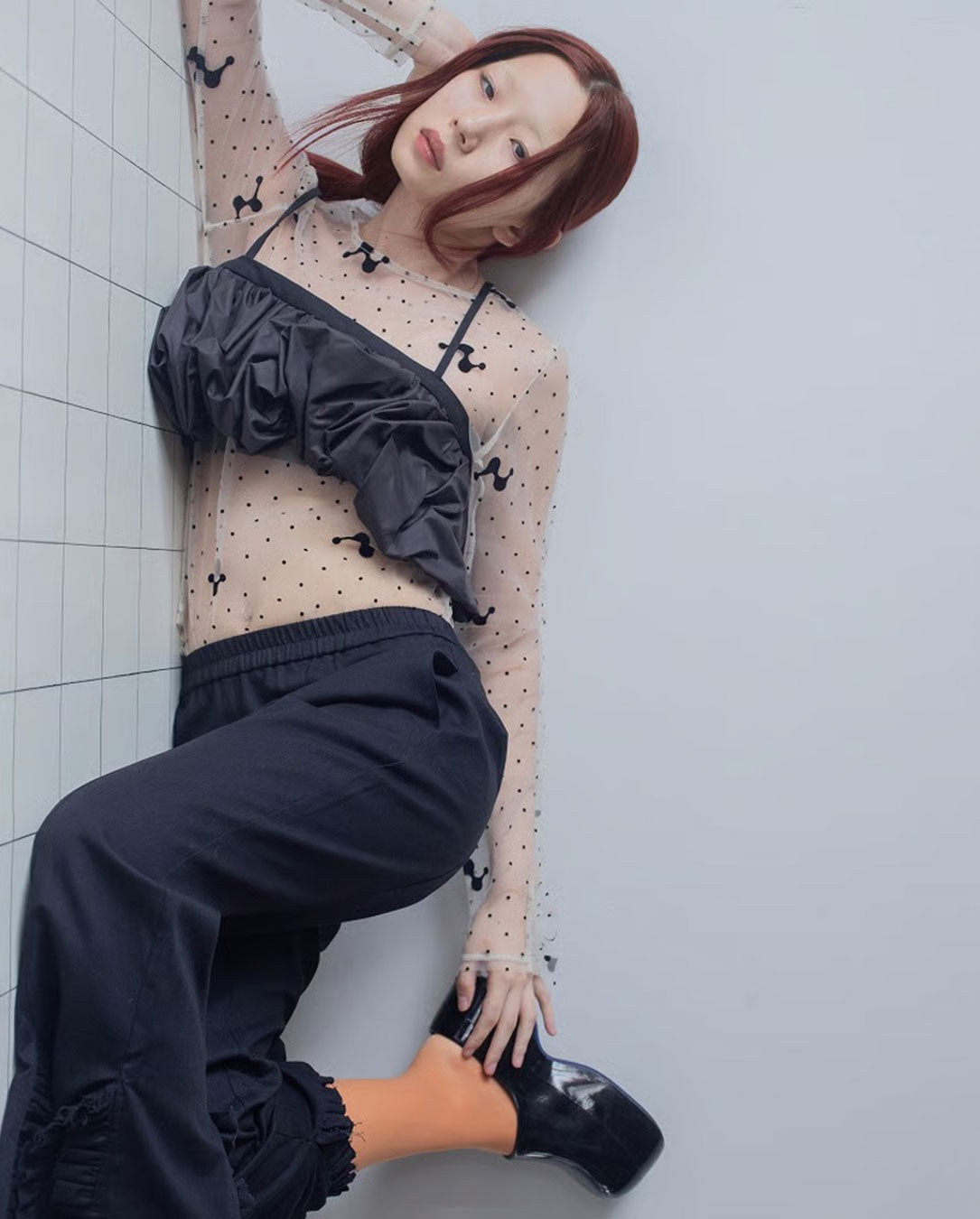 Chambray Frill Pants black – LOVE nagoya