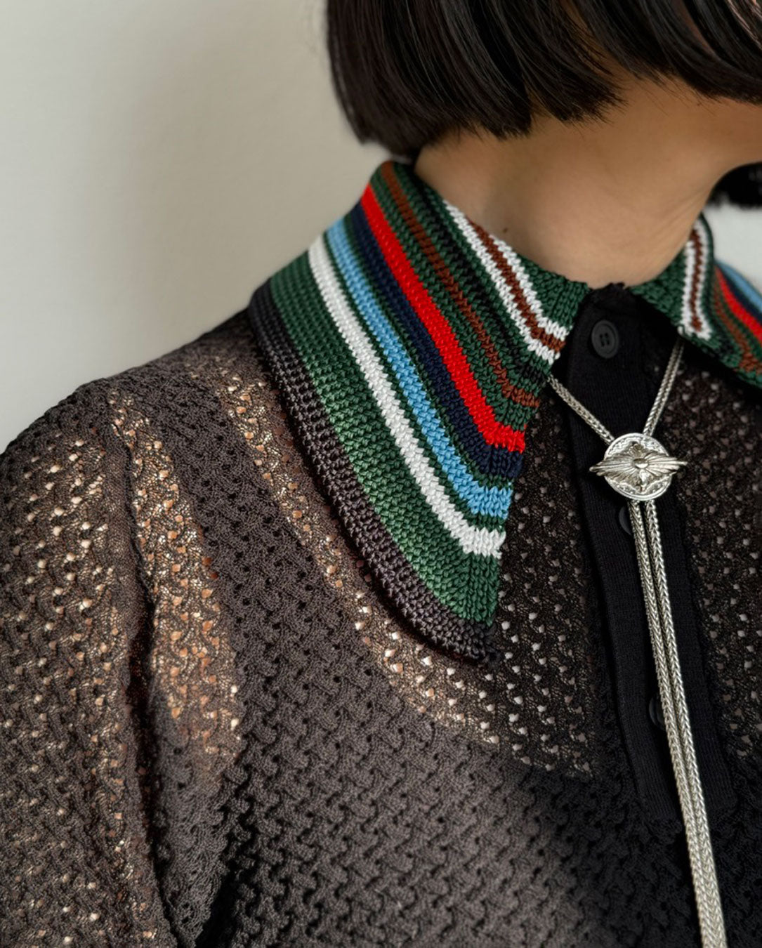 Metal Concho Loop Tie silver