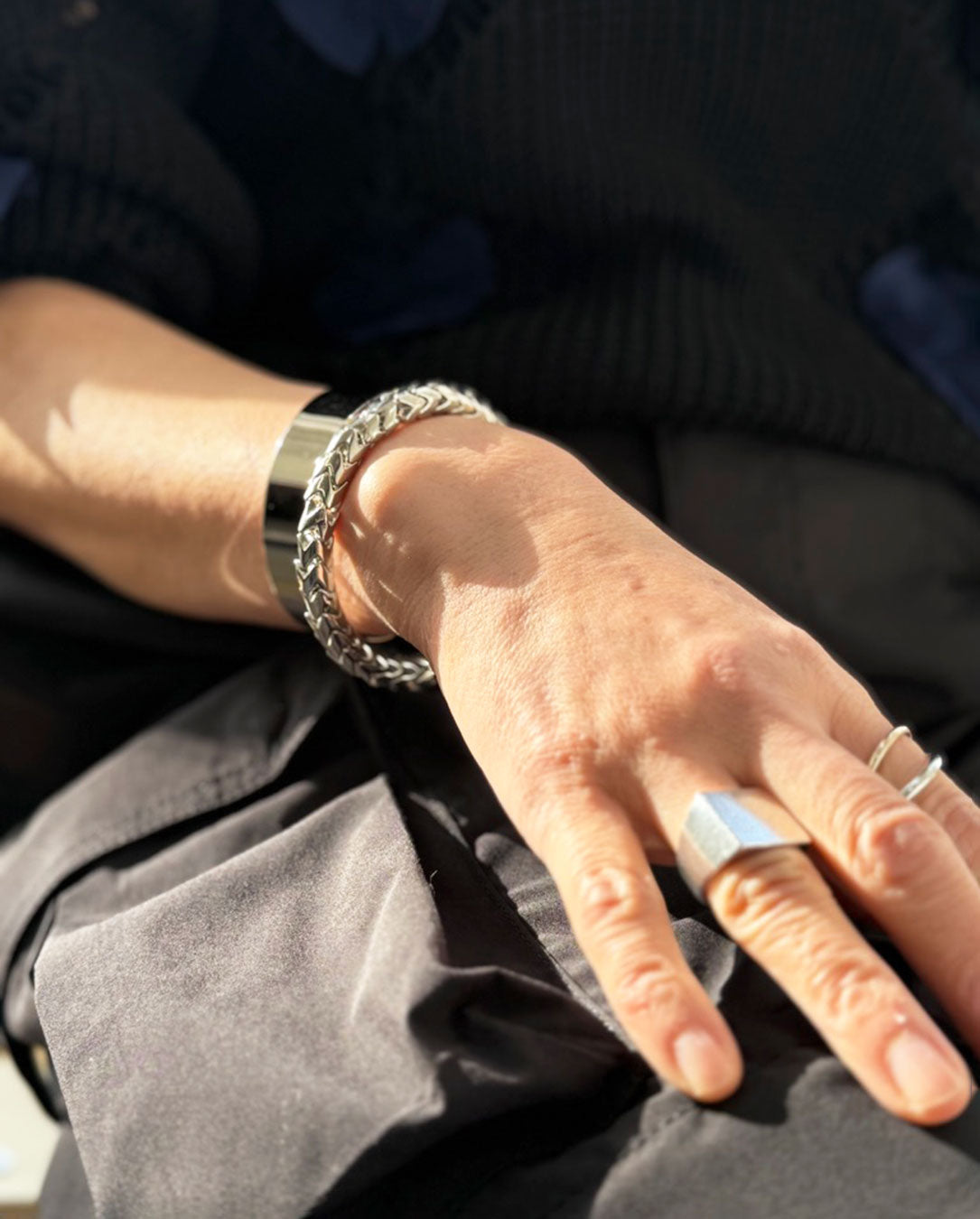 Metal Bangle Set silver