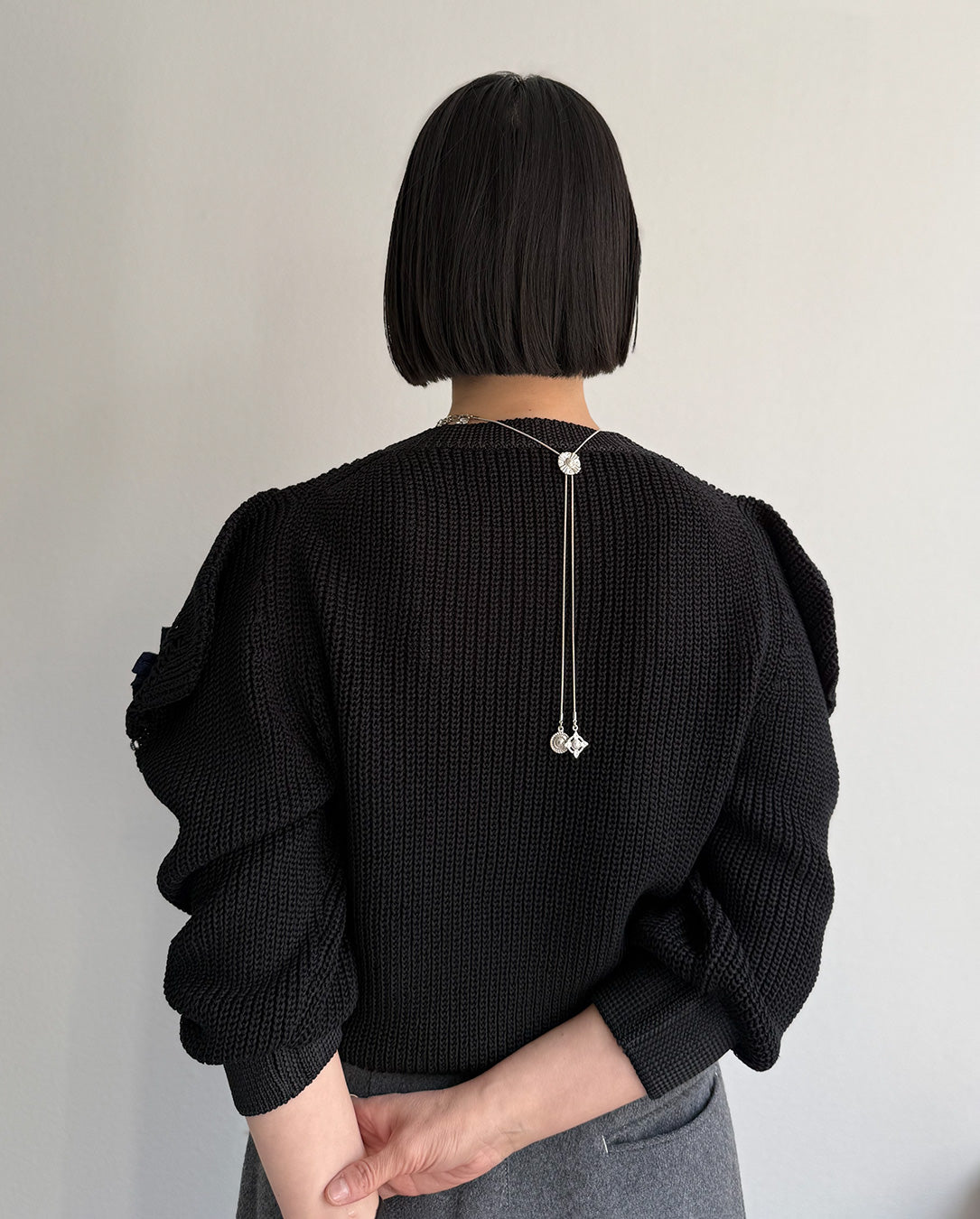 Motif Knit Pullover 1 black