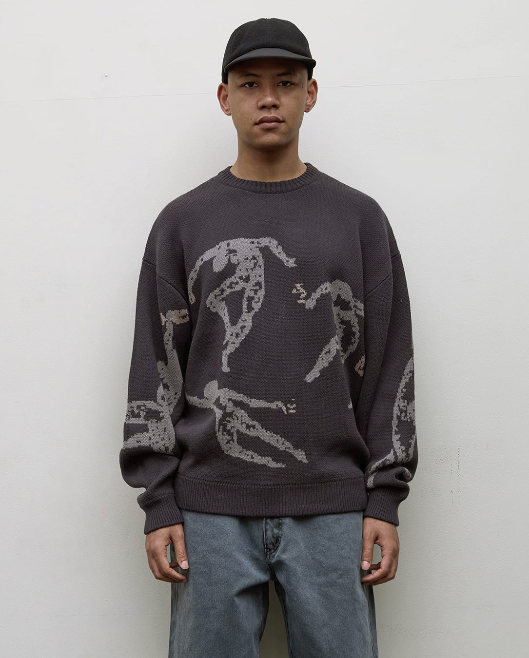 Jacquard Cotton Crewneck Sweater