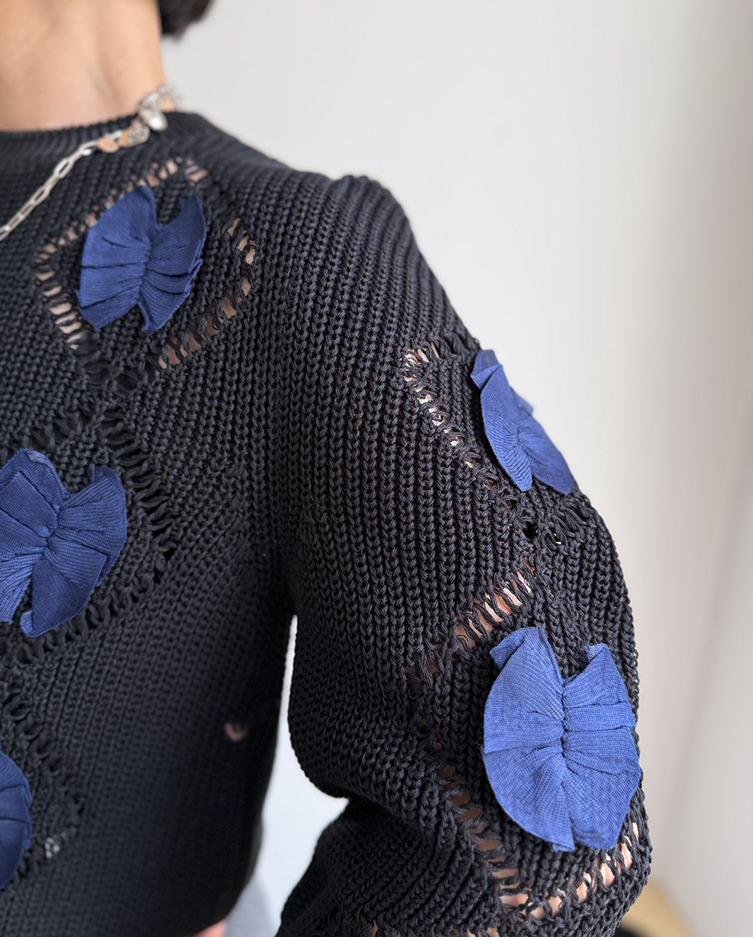 Motif Knit Pullover 1 black