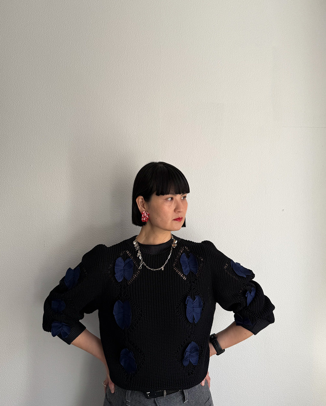 Metal Motif Loop Tie silver