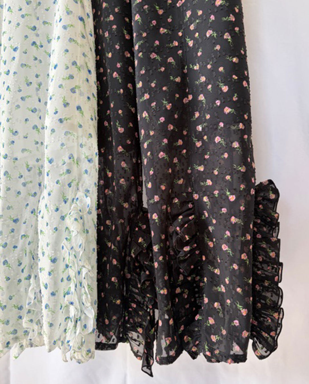 Flower Jacquard Frill Pants white