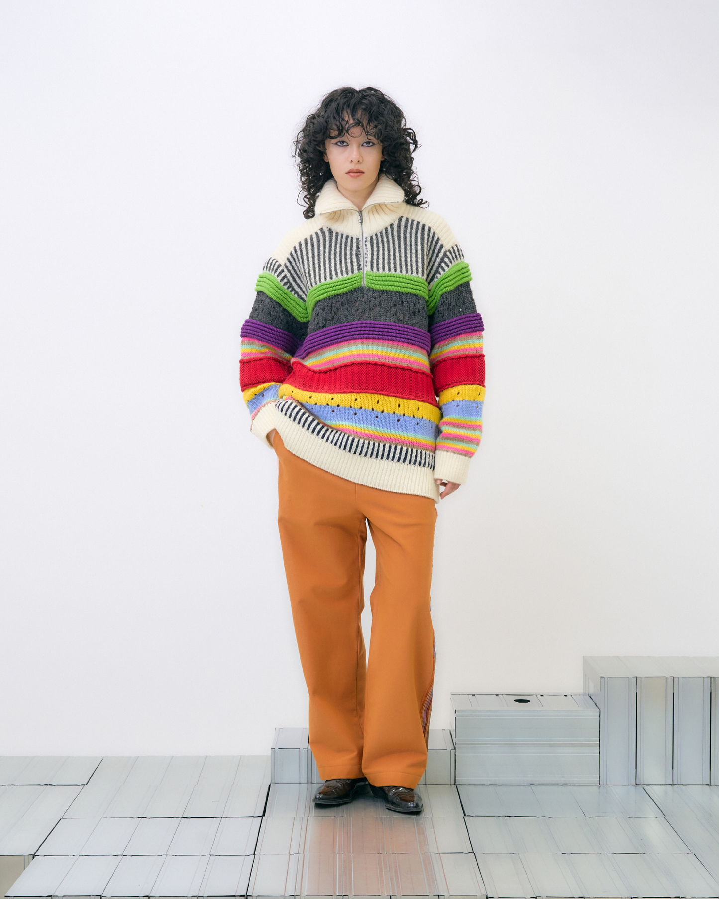 Side Line Stitch Pants dark orange