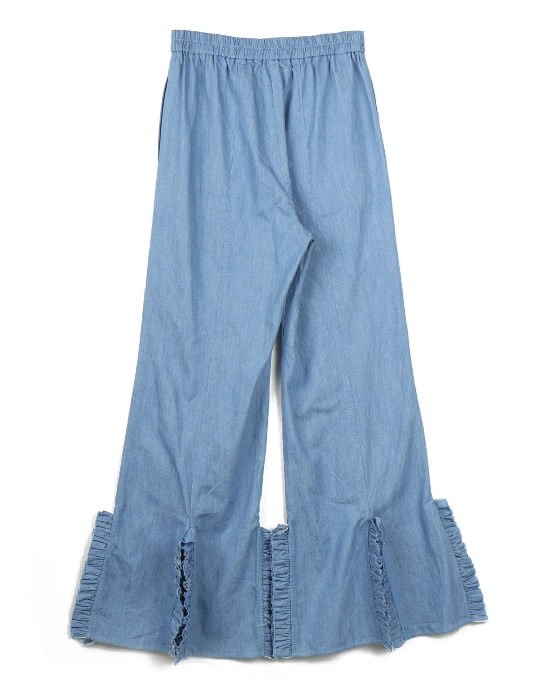 Chambray Frill Pants light blue
