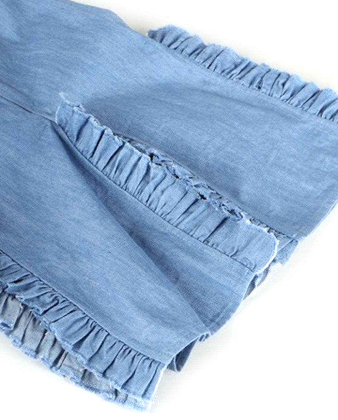 Chambray Frill Pants light blue