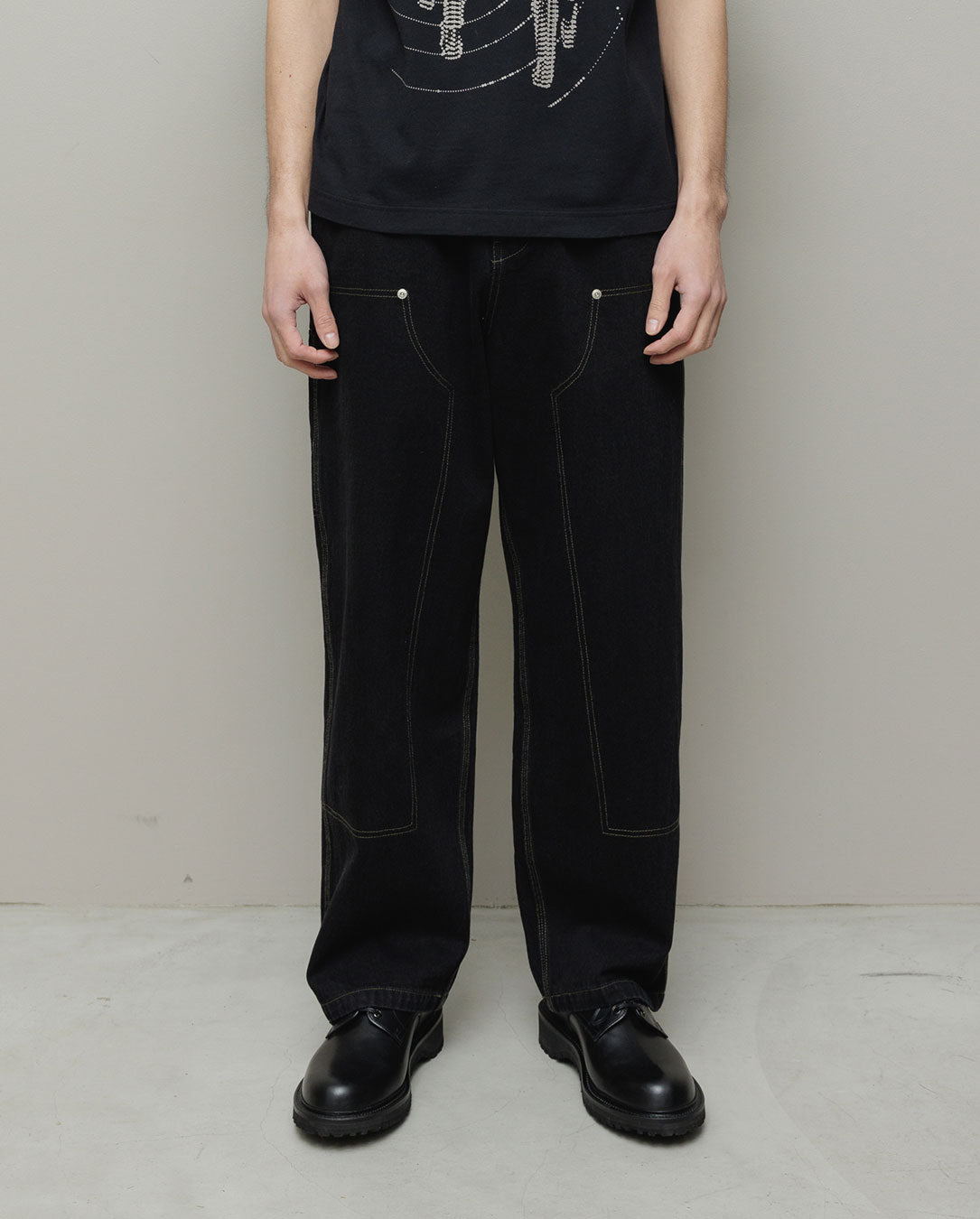 Denim Faux Stitch Carpenter Pant black