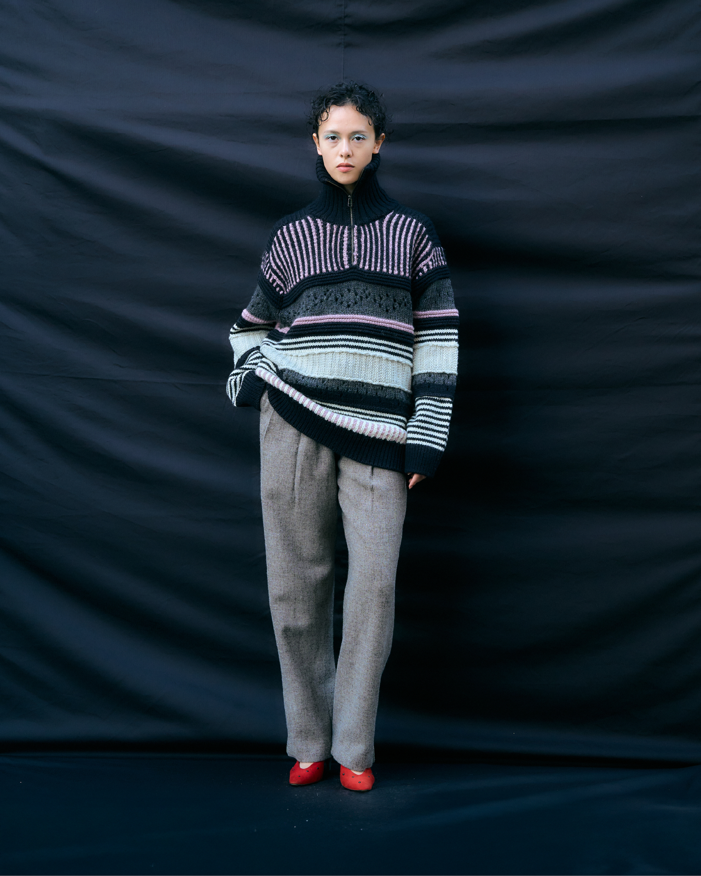 Mix Pattern Pullover Knit monotone