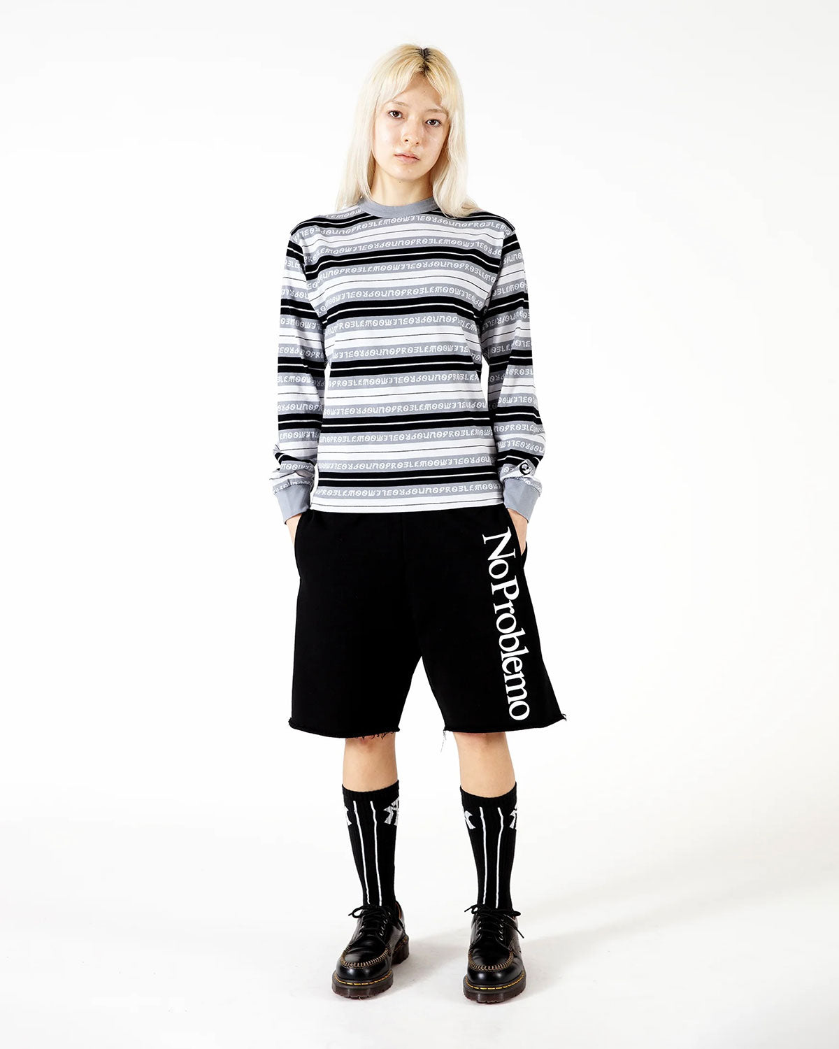 Jacquard Stripe LS Tee black