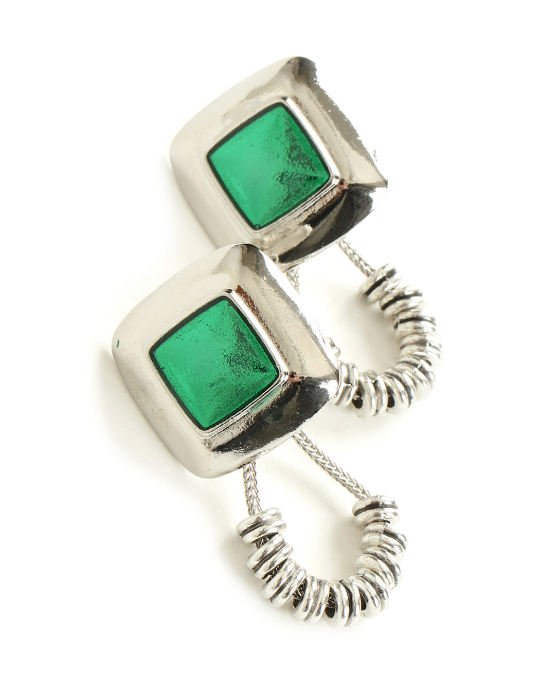 Stone Beads Pierced Earrings green