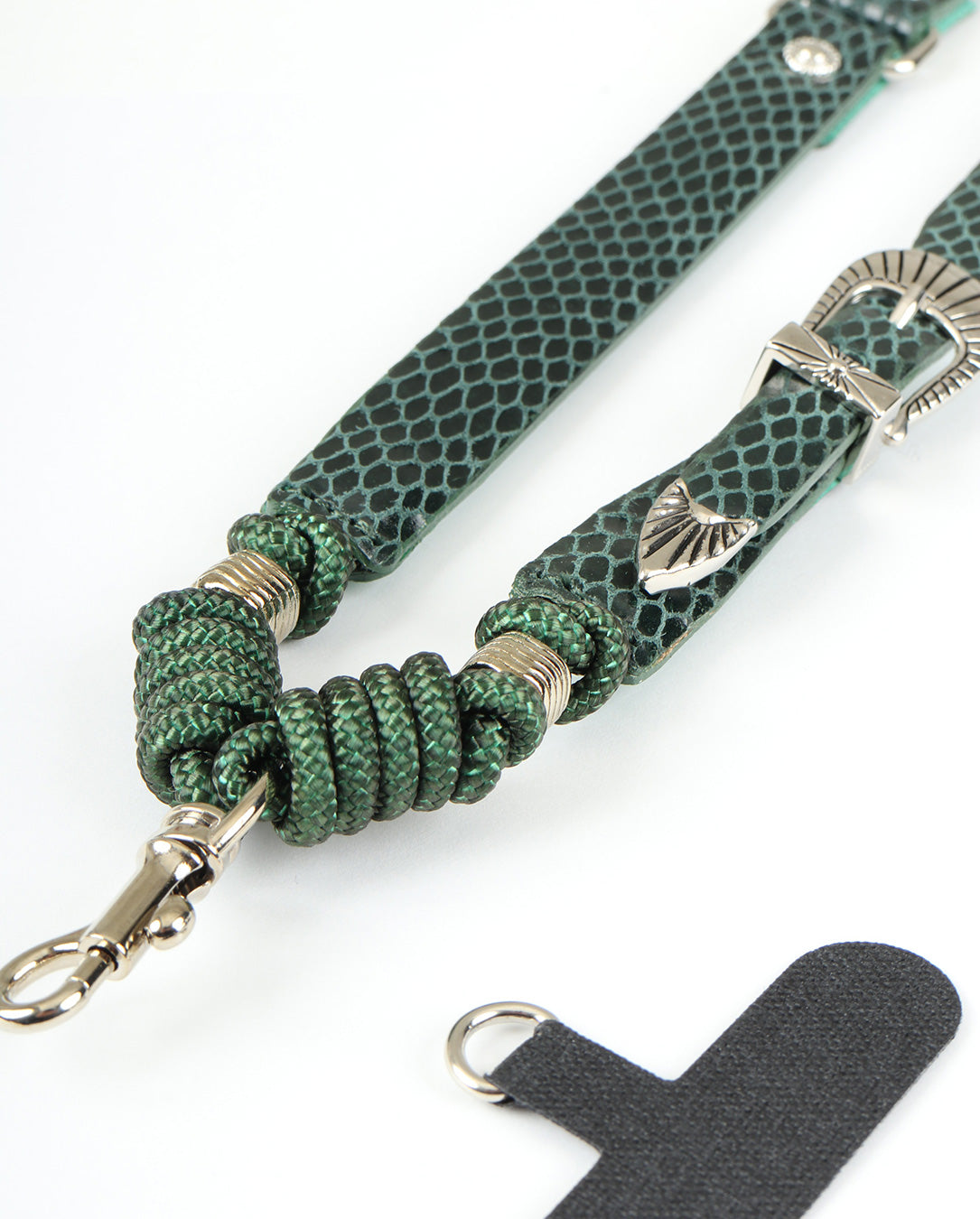Leather Phone Strap green