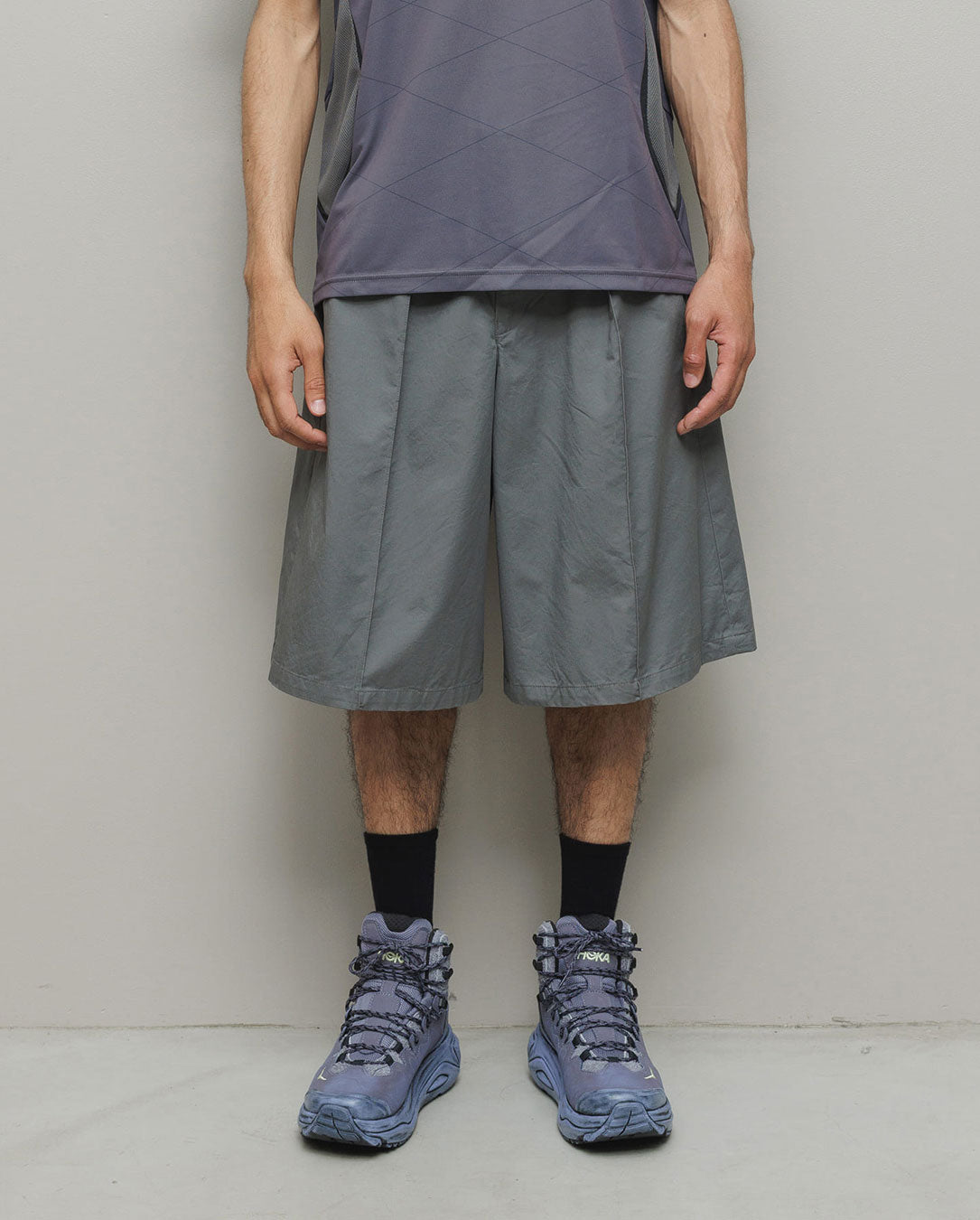 Cotton Twill Over Sized Bermuda Short asphalt