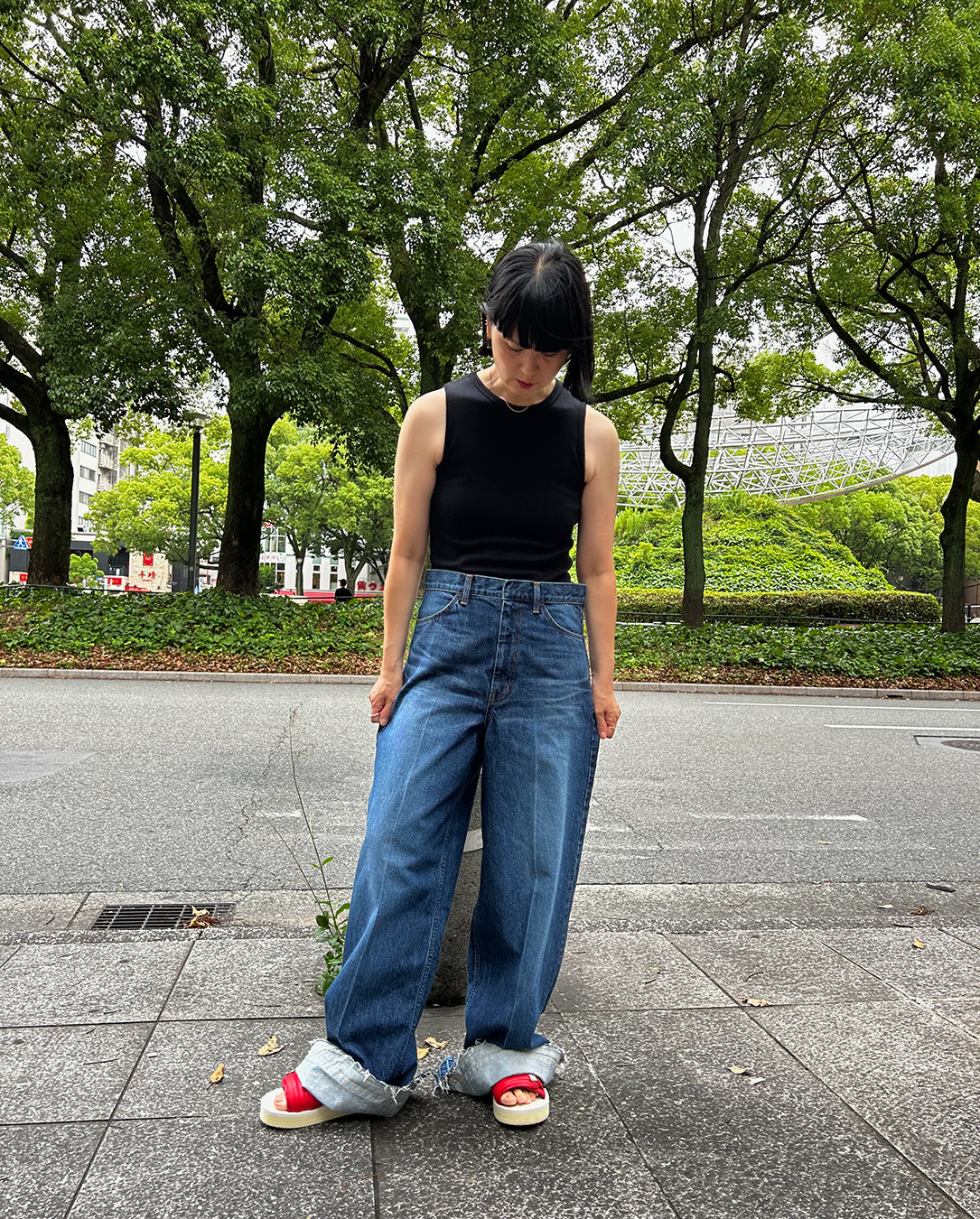 Wide Denim Pants blue