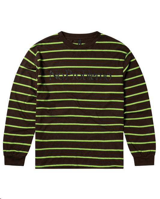 No Problemo Striped LS Tee olive multi