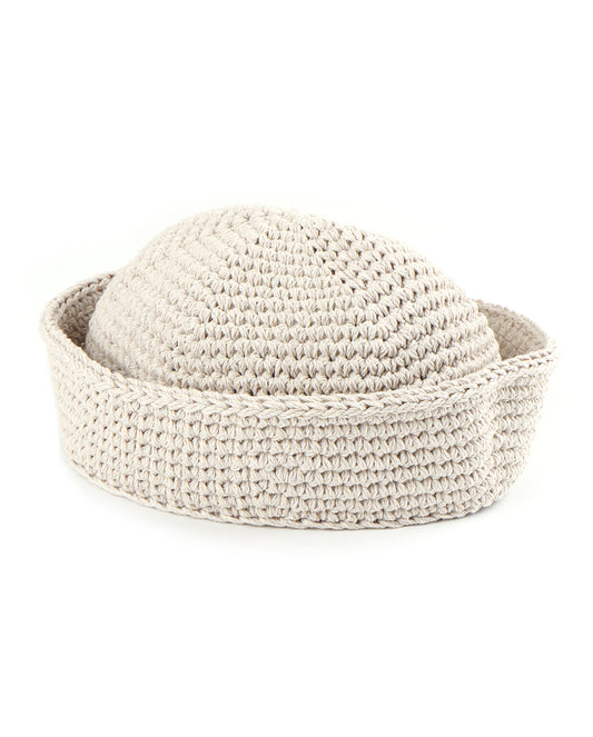 t'1835 Crocheted Sailor Hat pearly white