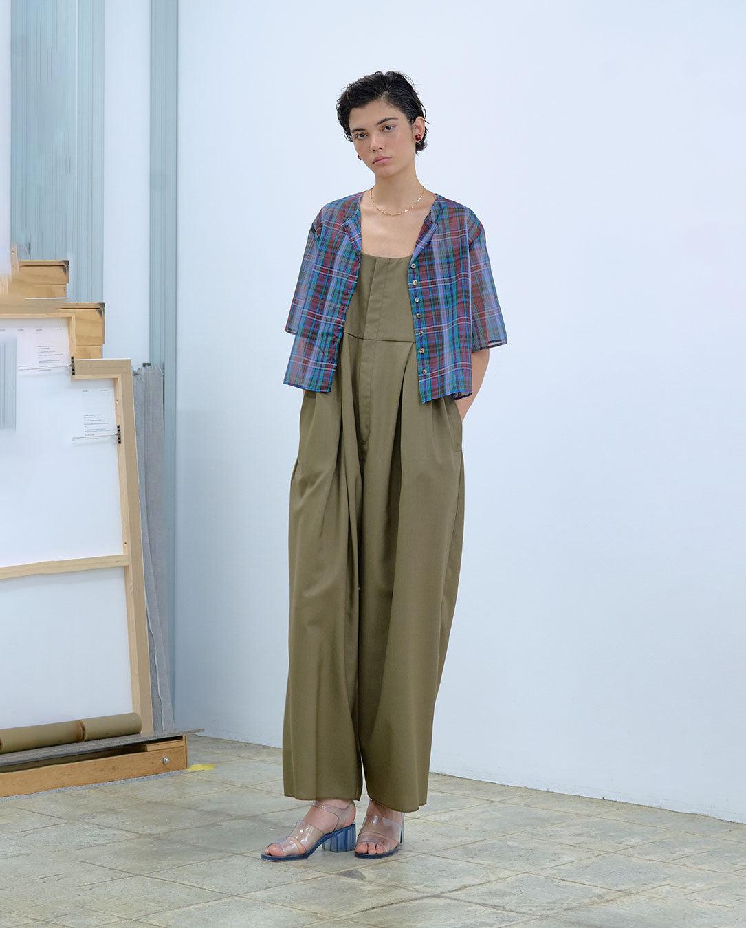 Semi-Sheer Yarn-Dyed Check Shirt check