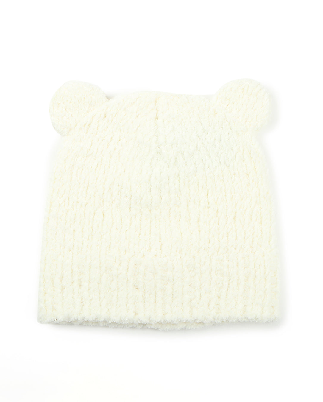 2466 Chenille Hand Made Beanie With Ears white