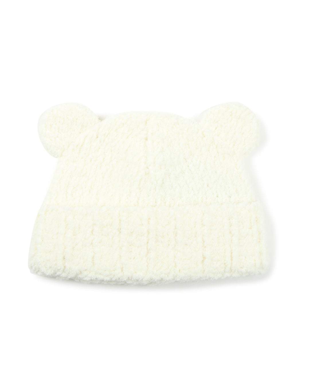 2466 Chenille Hand Made Beanie With Ears white