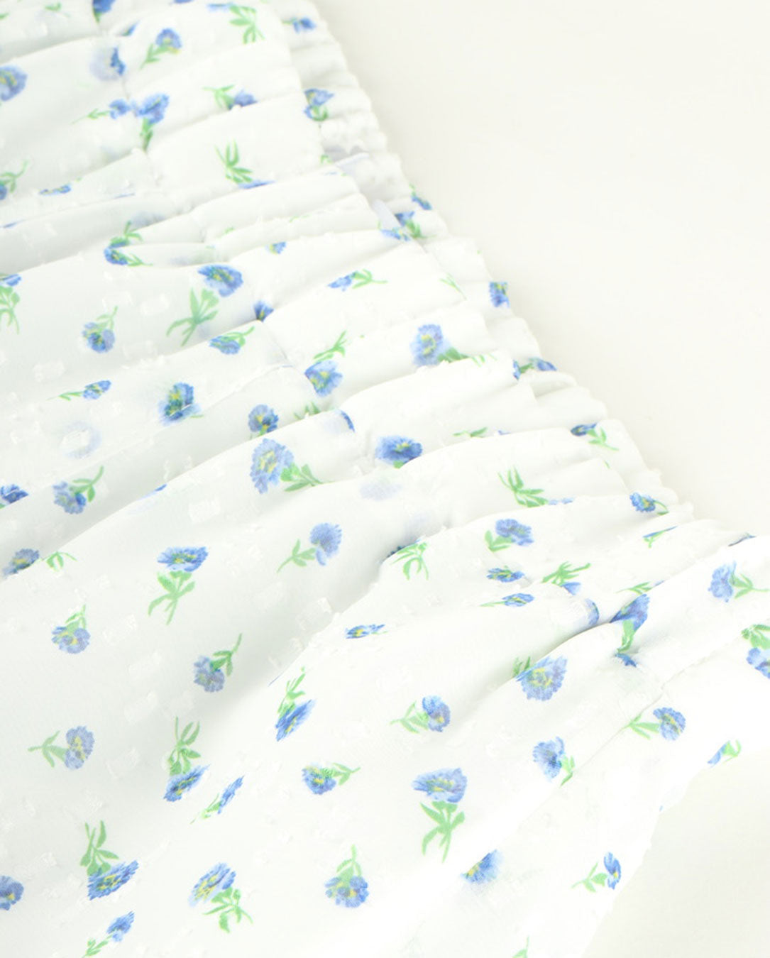 Flower Jacquard Frill Pants white