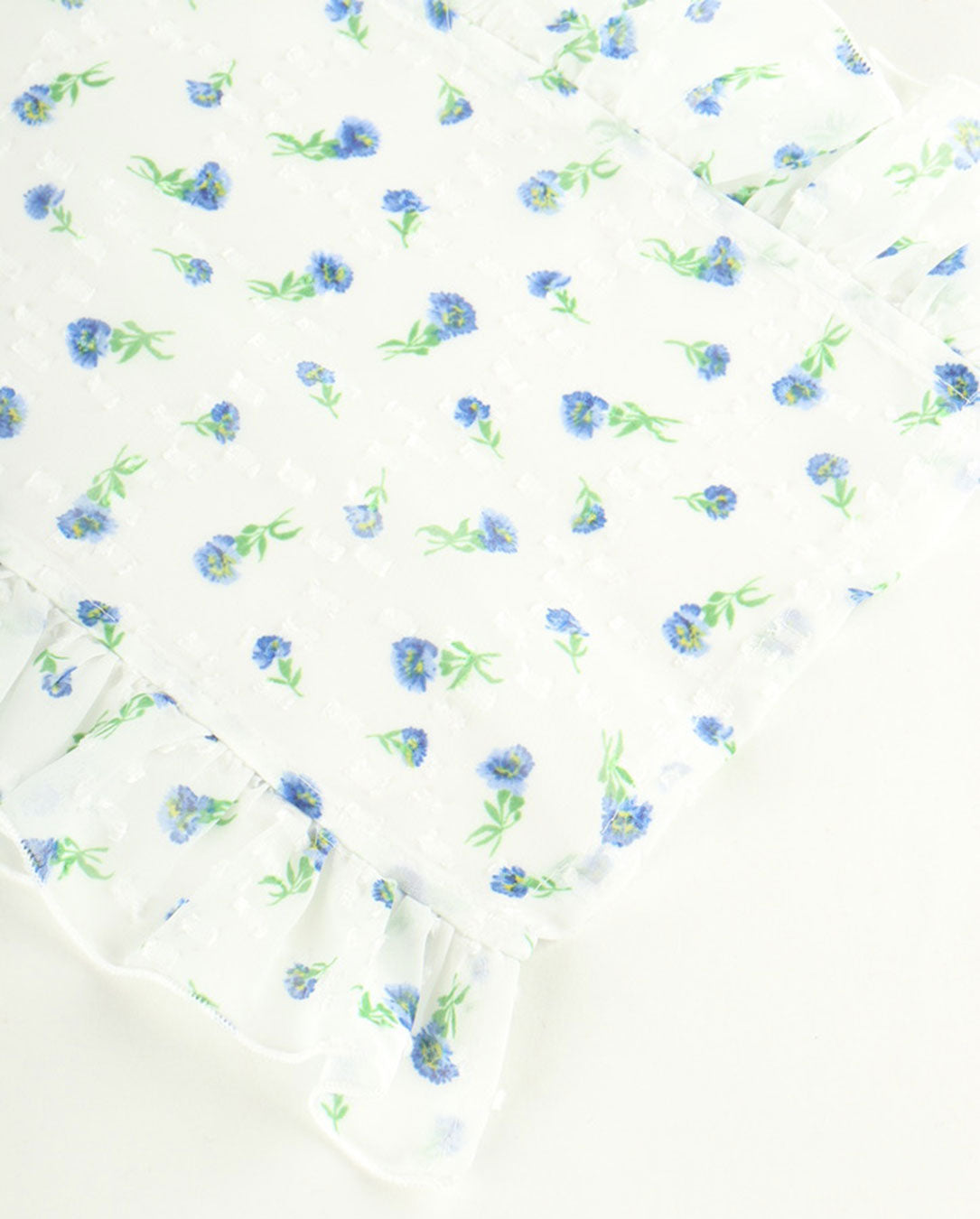 Flower Jacquard Frill Pants white