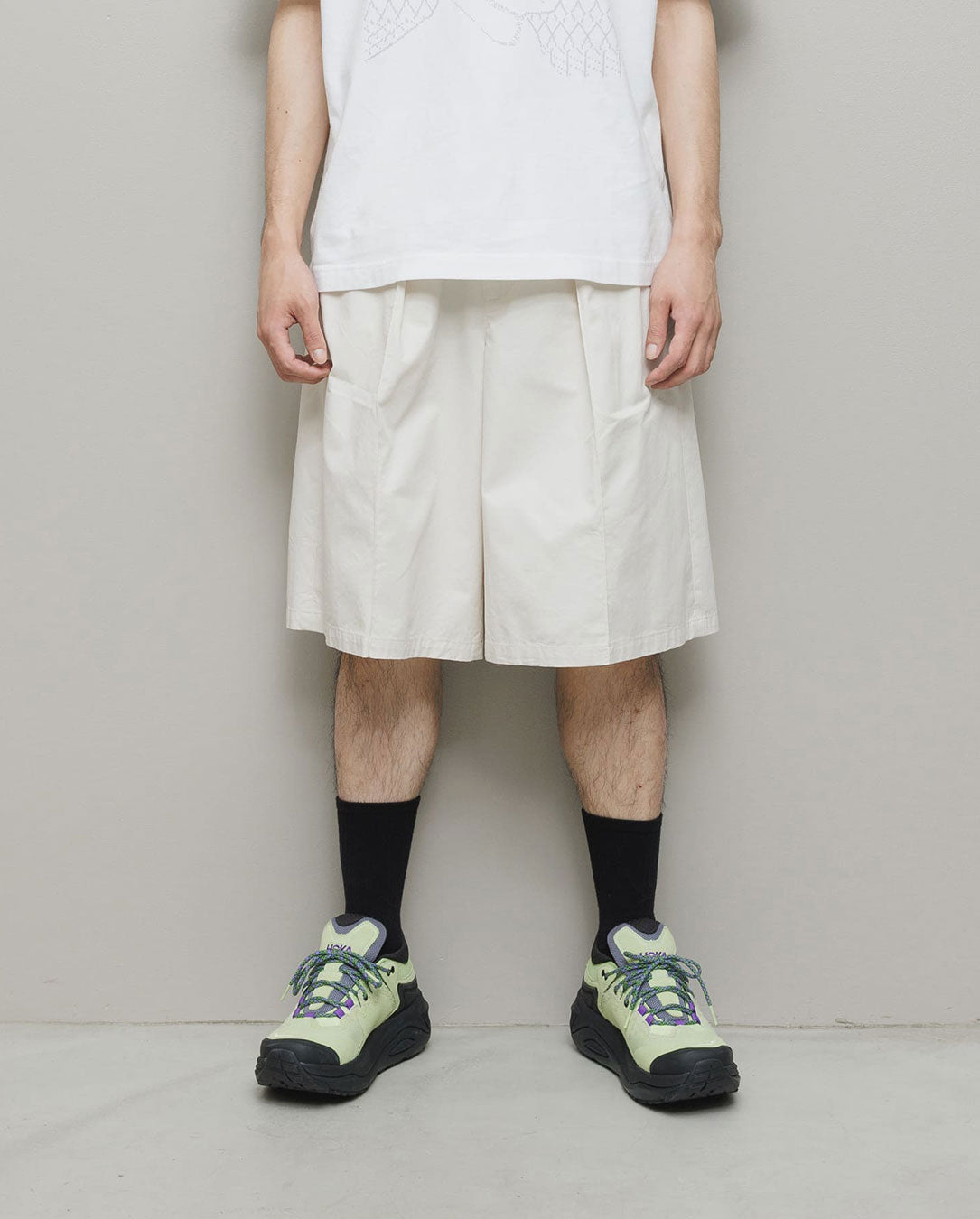 Cotton Twill Over Sized Bermuda Short stone beige