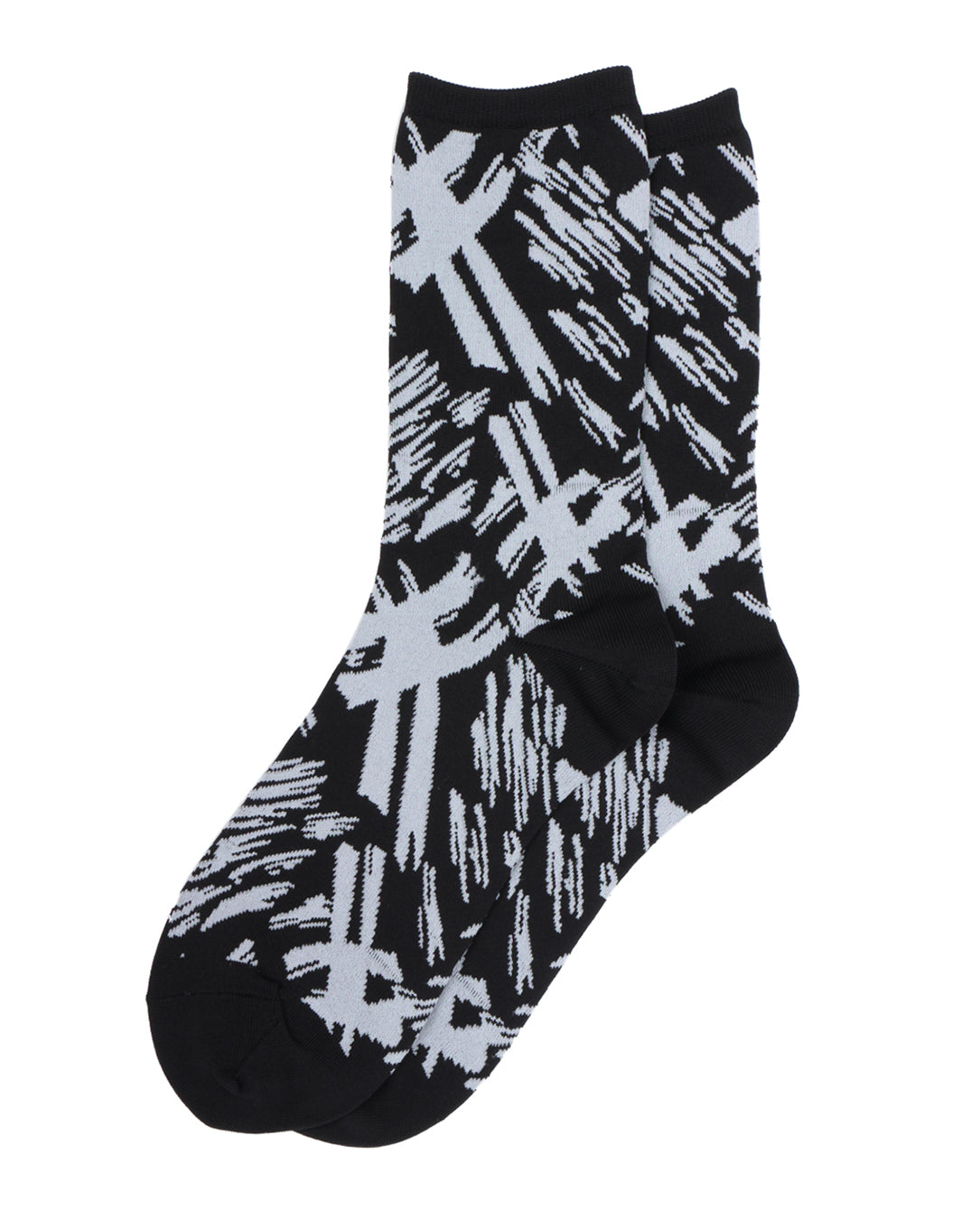 Blushed Jacquard Socks (black×white)